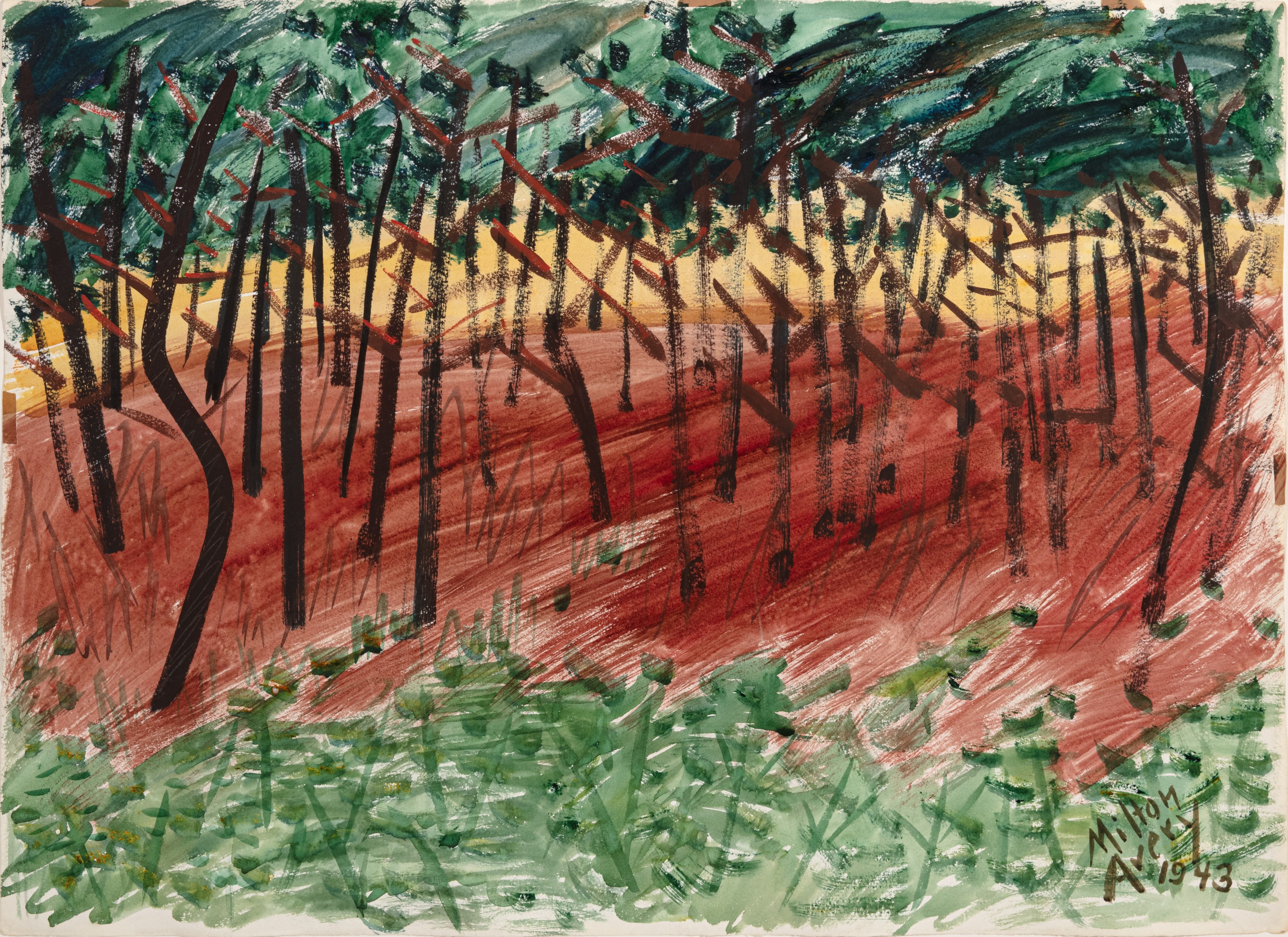 'Bosque al atardecer', 1943, de Milton Avery.