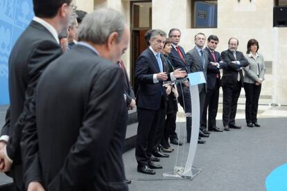 Urkullu pronuncia su discurso en el acto de firma de los convenios del fondo para pymes.