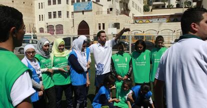 Xavi Hernandez, durante su viaje a Jordania.