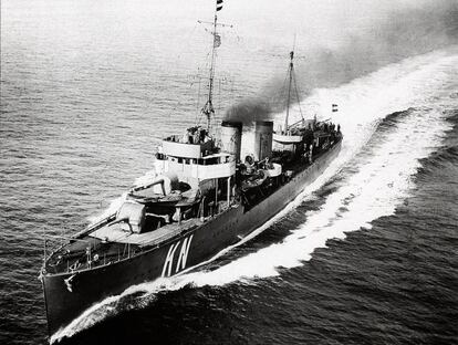 El buque de guerra 'Kortenaer' en los años 30 del siglo pasado.