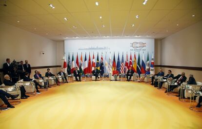 Vista general del "retiro" de los dirigentes en el ámbito de la cumbre de líderes de estado y gobierno del G20, en Hamburgo.