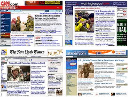Las portadas en Internet de los principales medios de comunicación estadounidenses no han ofrecido el bombardeo de un mercado en Bagdad.