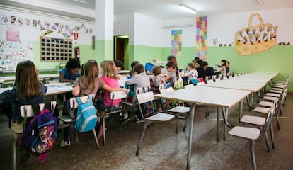 Una aula en una escuela concertada en El Masnou (Barcelona), en una imagen de archivo.
