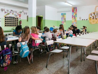 Una aula en una escuela concertada en El Masnou (Barcelona), en una imagen de archivo.