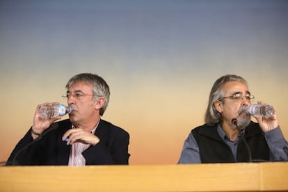 Gregorio Gordo (izquierda) y &Aacute;ngel P&eacute;rez, ayer en una rueda de prensa en Madrid. 