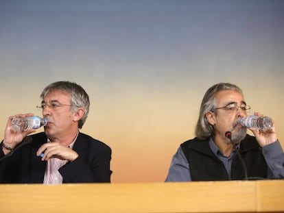 Gregorio Gordo (izquierda) y &Aacute;ngel P&eacute;rez, ayer en una rueda de prensa en Madrid. 