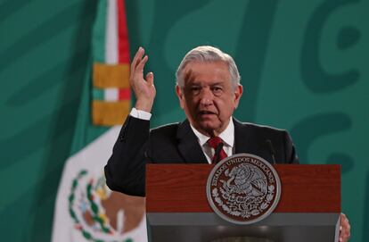 El presidente de México, Andrés Manuel López Obrador, en su conferencia de prensa, este martes.
