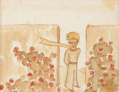 Acuarela del capítulo XX de ‘El principito’, seguramente de 1943, conservada en el Stiftung für Kunst, Kultur und Geschichte, Winterthur.