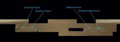 Las cuatro marcas que hicieron los cohetes de la gr&uacute;a espacial que deposit&oacute; el &#039;Curiosity&#039; en Marte han sido bautizadas por los cient&iacute;ficos.