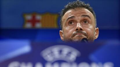 Luis Enrique durante la rueda de prensa de este lunes.