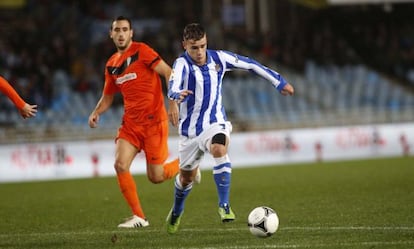 Antoine Griezmann, en el partido de Copa contra el Córdoba jugado esta temporada en Anoeta.