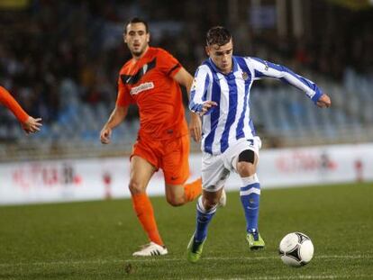 Antoine Griezmann, en el partido de Copa contra el Córdoba jugado esta temporada en Anoeta.