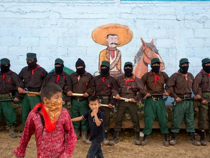 Integrantes del EZLN en la localidad de La Garrucha, en Chiapas, en una imagen de archivo.