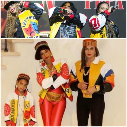 Beyoncé, su hija Blue Ivy y su madre, el año pasado se disfrazaron como las integrantes de la banda Salt-N-Pepa.