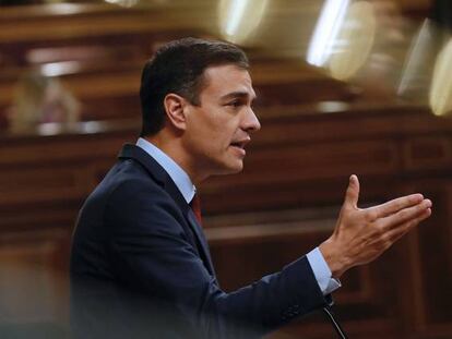  El presidente del Gobierno, Pedro S&aacute;nchez, durante su comparecencia este mi&eacute;rcoles en el &uacute;ltimo pleno del Congreso