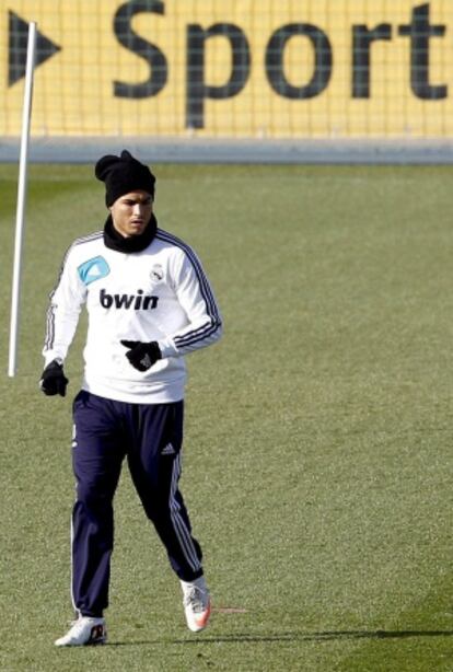 Cristiano Ronaldo, durante el último entrenamiento en Valdebebas.