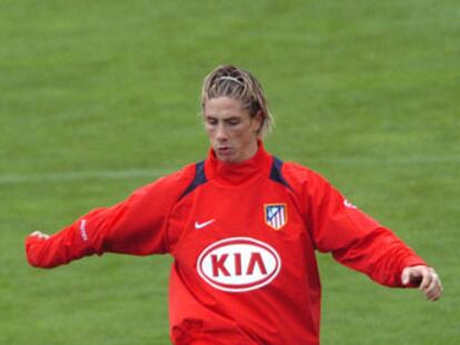 Fernando Torres, durante la última sesión antes del <i>derby.</i>