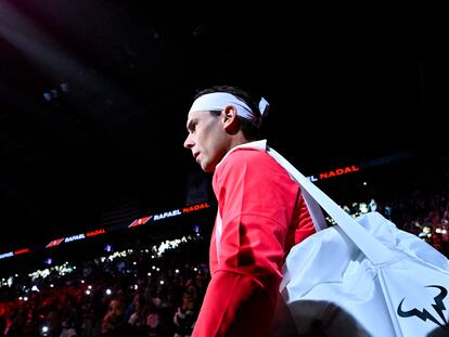 Nadal accede al Michelob Ultra Arena de Las Vegas, el pasado domingo en la exhibición de Netflix.