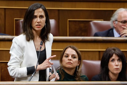 La secretaria general de Podemos, Ione Belarra, este miércoles en el Congreso.