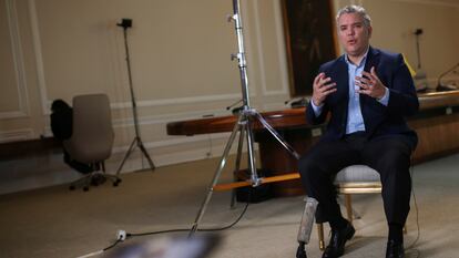 El presidente de Colombia, Iván Duque, durante una entrevista en junio.