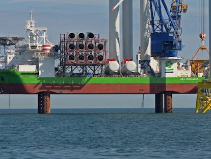 Parque de eólica marina EA1 de Iberdrola en el mar del Norte.