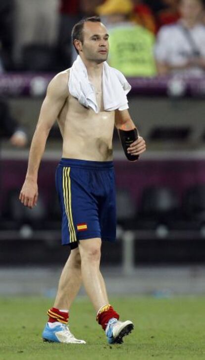 Iniesta, tras el partido contra Francia, en Donetsk