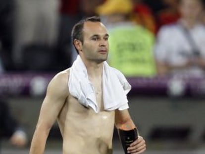 Iniesta, tras el partido contra Francia, en Donetsk