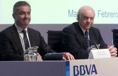 Francisco Gonz&aacute;lez, presidente de BBVa y &Aacute;ngel Cano, consejero delegado
