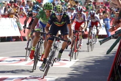 Alejandro Valverde, a su llegada a la meta en Vejer de la Frontera.