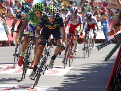 Alejandro Valverde, a su llegada a la meta en Vejer de la Frontera.