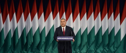 El primer ministro de Hungría, Viktor Orban, durante su discurso anual a la nación el pasado 16 de febrero.