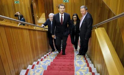 El presidente de la Xunta , Alberto Núñez Feijóo, tras pronunciar su discurso el pasado martes