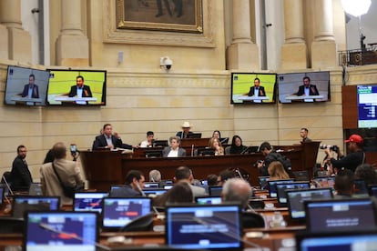 Sesión plenaria del Senado donde se aprobó el proyecto de Acto Legislativo que establece un nuevo Sistema General de Participaciones para los departamentos, municipios y distritos de Colombia, el 28 de octubre de 2024.