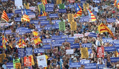 Manifestaci&oacute;n contra los atentados yihadistas en Catalu&ntilde;a, el pasado s&aacute;bado en Barcelona.
