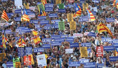 Manifestaci&oacute;n contra los atentados yihadistas en Catalu&ntilde;a, el pasado s&aacute;bado en Barcelona.