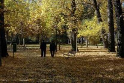 Dos ancianos pasean por un parque. EFE/Archivo