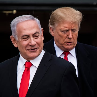 WASHINGTON, DC - MARCH 25 : President Donald J. Trump welcomes Prime Minister of Israel Benjamin Netanyahu to the White House on Monday, March 25, 2019 in Washington, DC. (Photo by Jabin Botsford/The Washington Post via Getty Images)