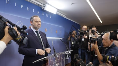 José Luis Ábalos, durante su comparecencia de este martes en el Congreso.