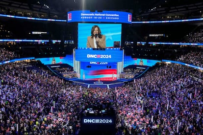 Intervención de la vicepresidenta de los Estados Unidos y candidata demócrata a la presidencia, Kamala Harris, durante su intervención en la convención.