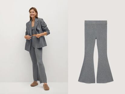 La reinvención del traje en 2020: americana y legging acampanado. En Mango.