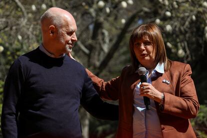 La candidata Patricia Bullrich junto a Horacio Rodríguez Larreta, este sábado.