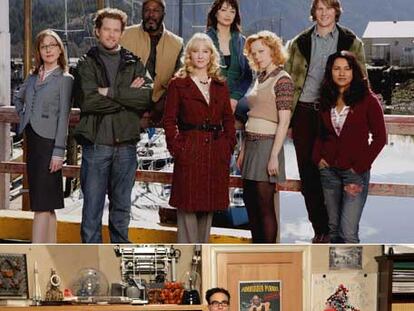 Anne Hache y el reparto de <i>Men in Trees.</i> Abajo, los protagonistas de <i>Big Bang Theory</i>.