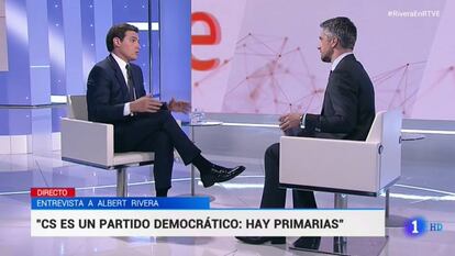 Captura de pantalla de la entrevista a Albert Rivera en TVE.