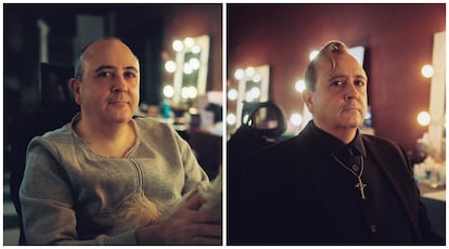 Carlos Areces, antes y después de convertirse en Paco Porras para la serie 'Superestar'.