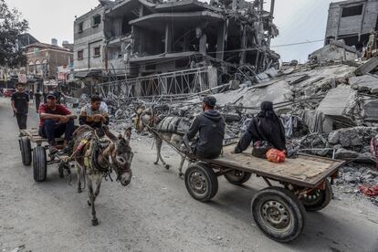 Una calle de Rafah, en el sur de la franja de Gaza, este sábado.