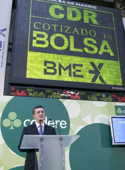 Martínez Sampedro, durante su intervención en la Bolsa de Madrid.