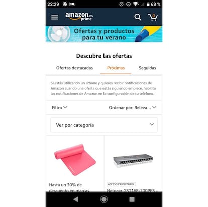 Desde aquí podemos ver las ofertas futuras ofertas de Amazon