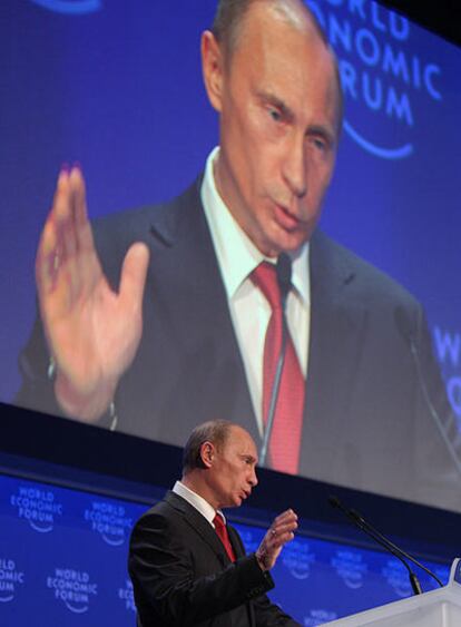 El primer ministro ruso, Vladímir Putin, en la inauguración del Foro Económico de Davos