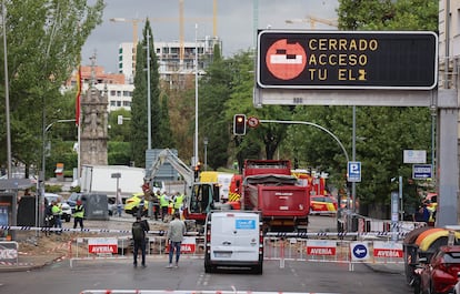 El túnel de la M-30 dirección A-3 de Marqués de Vadillo, cerrado el jueves a causa de la rotura de la tubería.