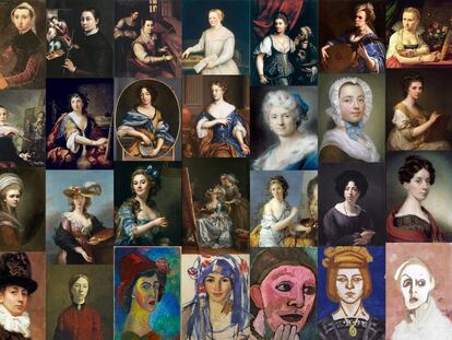 Autorretratos de mujeres artistas desde el siglo XVI hasta el XX